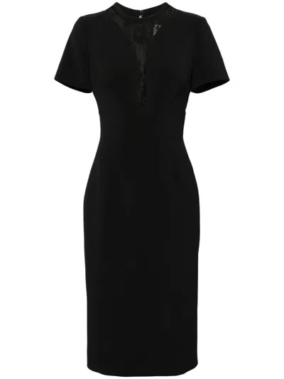 Elie Saab Lace-panel Midi Dress In Black