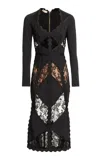 Elie Saab Lace-paneled Midi Dress In Black