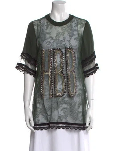 Pre-owned Elie Saab Lace Pattern Crew Neck Tunic In Green
