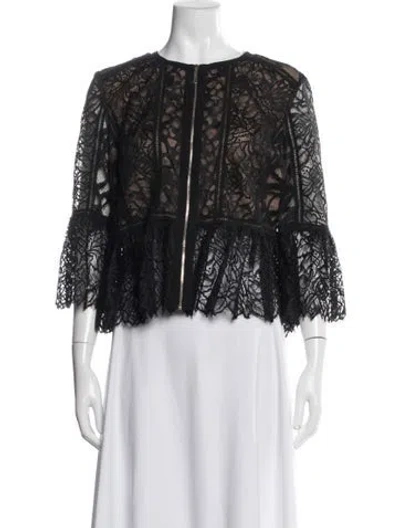 Pre-owned Elie Saab Lace Pattern Evening Jacket In Blue