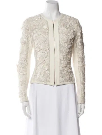 Pre-owned Elie Saab Lace Pattern Evening Jacket In Neutral