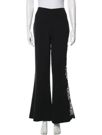 Pre-owned Elie Saab Lace Pattern Flared Pants In Black