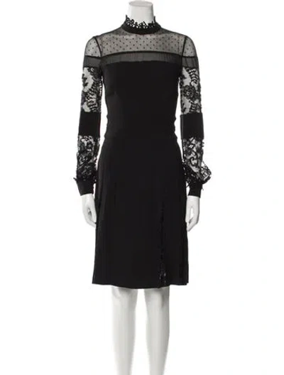 Pre-owned Elie Saab Lace Pattern Knee-length Dress In Black
