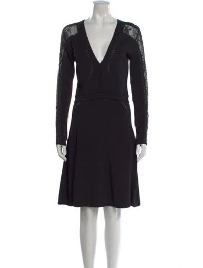 Pre-owned Elie Saab Lace Pattern Knee-length Dress In Black