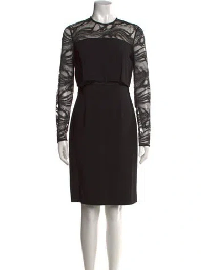 Pre-owned Elie Saab Lace Pattern Knee-length Dress In Black
