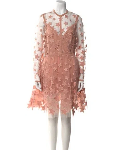Pre-owned Elie Saab Lace Pattern Knee-length Dress In Pink