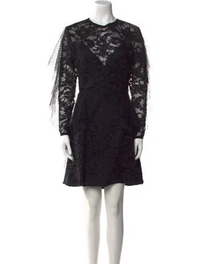 Pre-owned Elie Saab Lace Pattern Knee-length Dress W/ Tags In Black