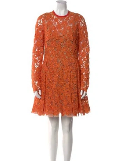 Pre-owned Elie Saab Lace Pattern Knee-length Dress W/ Tags In Orange