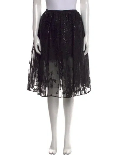 Pre-owned Elie Saab Lace Pattern Knee-length Skirt W/ Tags In Black