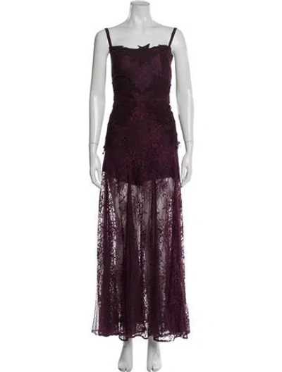 Pre-owned Elie Saab Lace Pattern Long Dress In Purple