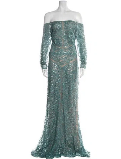 Pre-owned Elie Saab Lace Pattern Long Dress W/ Tags In Multi