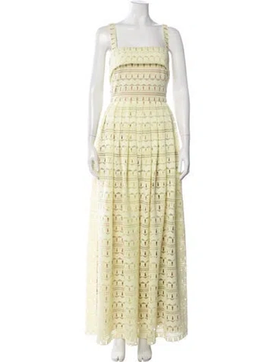 Pre-owned Elie Saab Lace Pattern Long Dress W/ Tags In Yellow