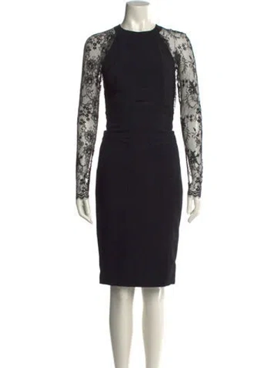 Pre-owned Elie Saab Lace Pattern Midi Length Dress In Black