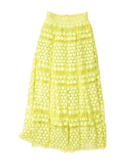 Pre-owned Elie Saab Lace Pattern Midi Length Skirt In Green