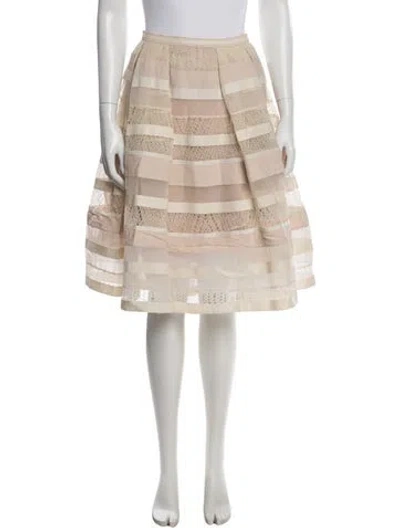 Pre-owned Elie Saab Lace Pattern Midi Length Skirt In Neutral