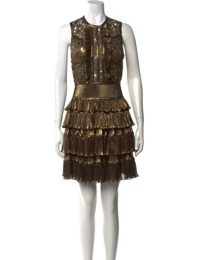 Pre-owned Elie Saab Lace Pattern Mini Dress
