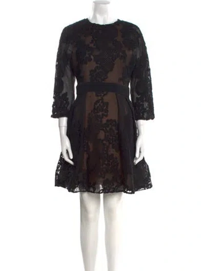 Pre-owned Elie Saab Lace Pattern Mini Dress In Black