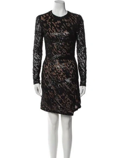 Pre-owned Elie Saab Lace Pattern Mini Dress In Black