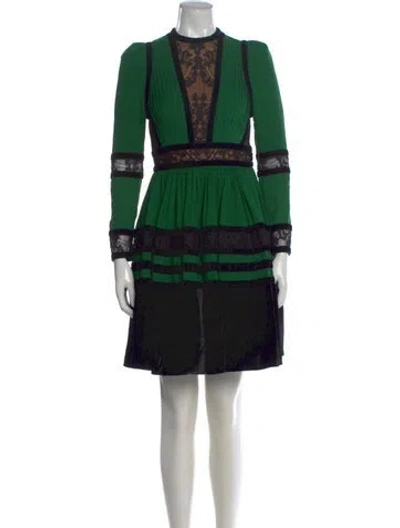 Pre-owned Elie Saab Lace Pattern Mini Dress In Green