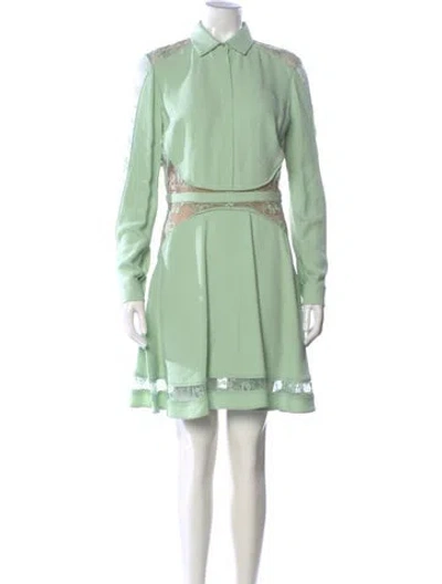 Pre-owned Elie Saab Lace Pattern Mini Dress In Green