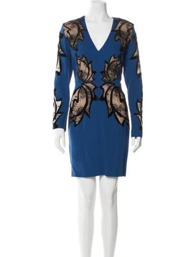 Pre-owned Elie Saab Lace Pattern Mini Dress In Multi