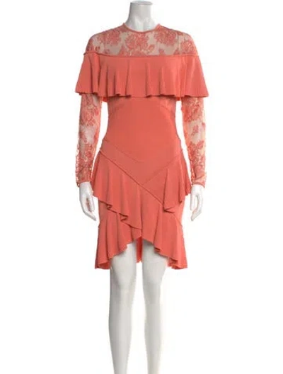 Pre-owned Elie Saab Lace Pattern Mini Dress In Orange