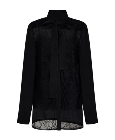 Elie Saab Lace-pattern Pussy-bow Blouse In Black