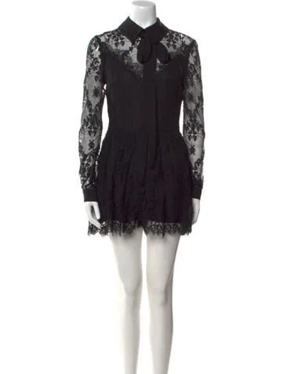 Pre-owned Elie Saab Lace Pattern Romper In Black
