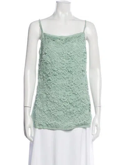 Pre-owned Elie Saab Lace Pattern Square Neckline Top W/ Tags In Green
