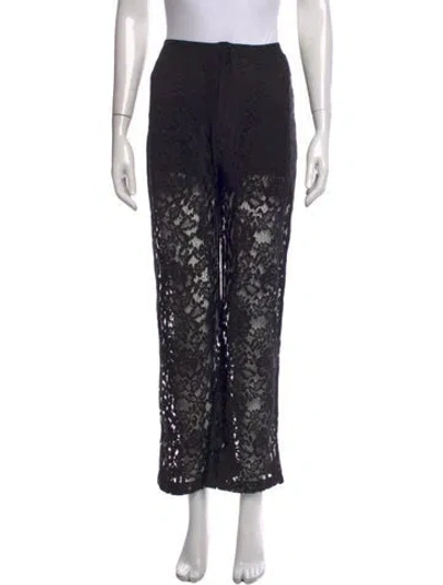 Pre-owned Elie Saab Lace Pattern Wide Leg Pants In Black