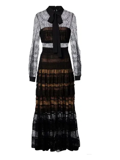 Elie Saab Lace-tie Midi Dress In Multi