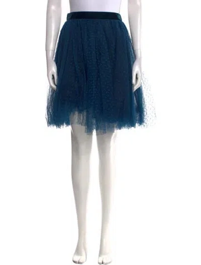 Pre-owned Elie Saab Lace Trim Embellishment Knee-length Skirt In Blue