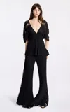 Elie Saab Lace-trimmed Plissé Knit Top In Black