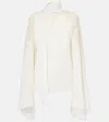 Elie Saab Lace-trimmed Tie-neck Georgette Blouse In White