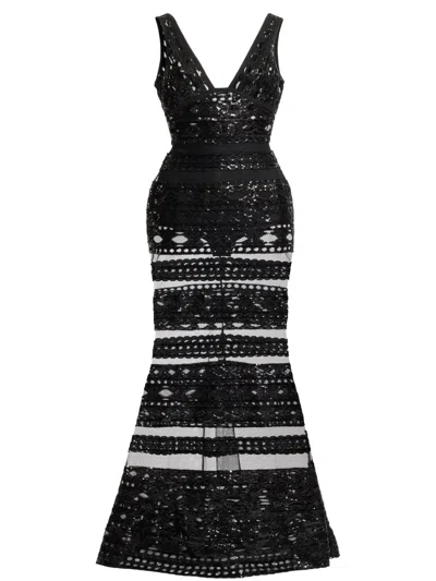 Elie Saab Lace-trimmed Tulle Maxi Dress In Black