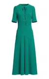 Elie Saab Lace-up Cady Midi Dress In Green