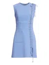 Elie Saab Lace-up Mini Dress In Blue