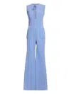 Elie Saab Lace-up Round-neck Jumpsuit In Blue