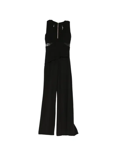 Elie Saab Lace-insert Peplum Jumpsuit In Black