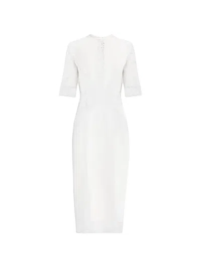 Elie Saab Lace-panelled Cady Midi Dress In White