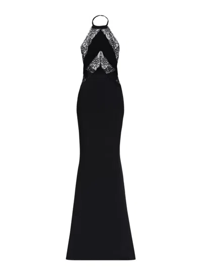 Elie Saab Lace-panelled Halterneck Dress In Multi