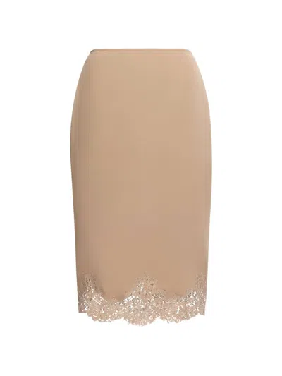 Elie Saab Lace-trim Pencil Midi Skirt In Animal Print