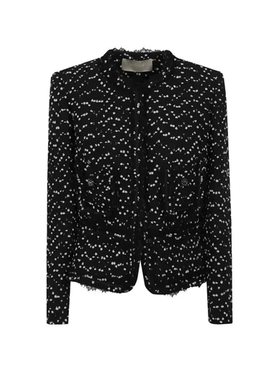 Elie Saab Lace-trim Tweed Jacket In 블랙