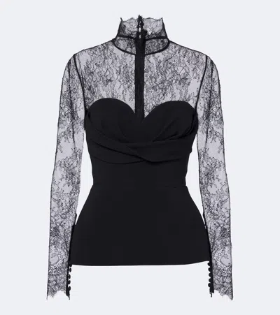 Elie Saab Lace-trimmed Bustier Top In Black