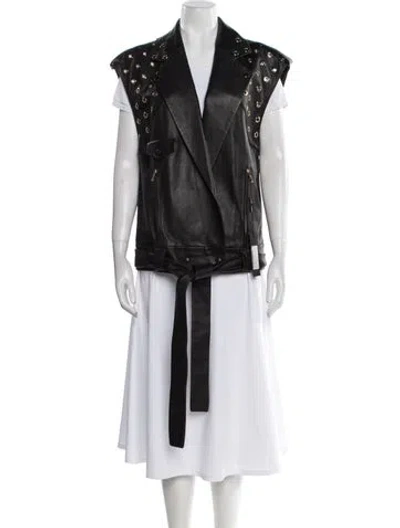 Pre-owned Elie Saab Lambskin Vest In Black