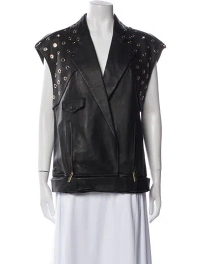 Pre-owned Elie Saab Lambskin Vest In Black