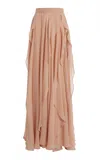 Elie Saab Layered Silk Maxi Skirt In Nude