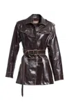 Elie Saab Leather Jacket In Brown