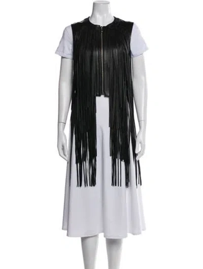 Pre-owned Elie Saab Leather Vest In Black