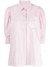Elie Saab Logo-embroidered Pinstripe Shirt In Pink